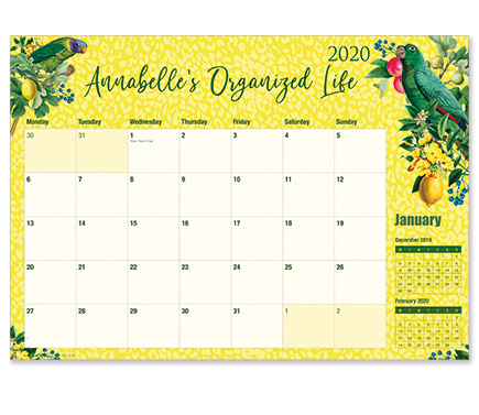 Macaroon 2020 Personalised Desk Calendar Aviary